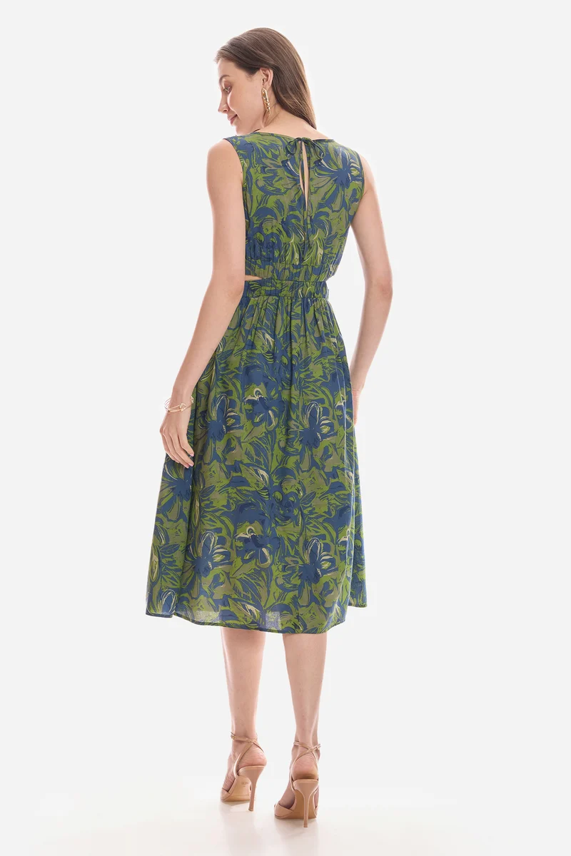 Munire|100% Cotton Waist Cut Out Midi Dress