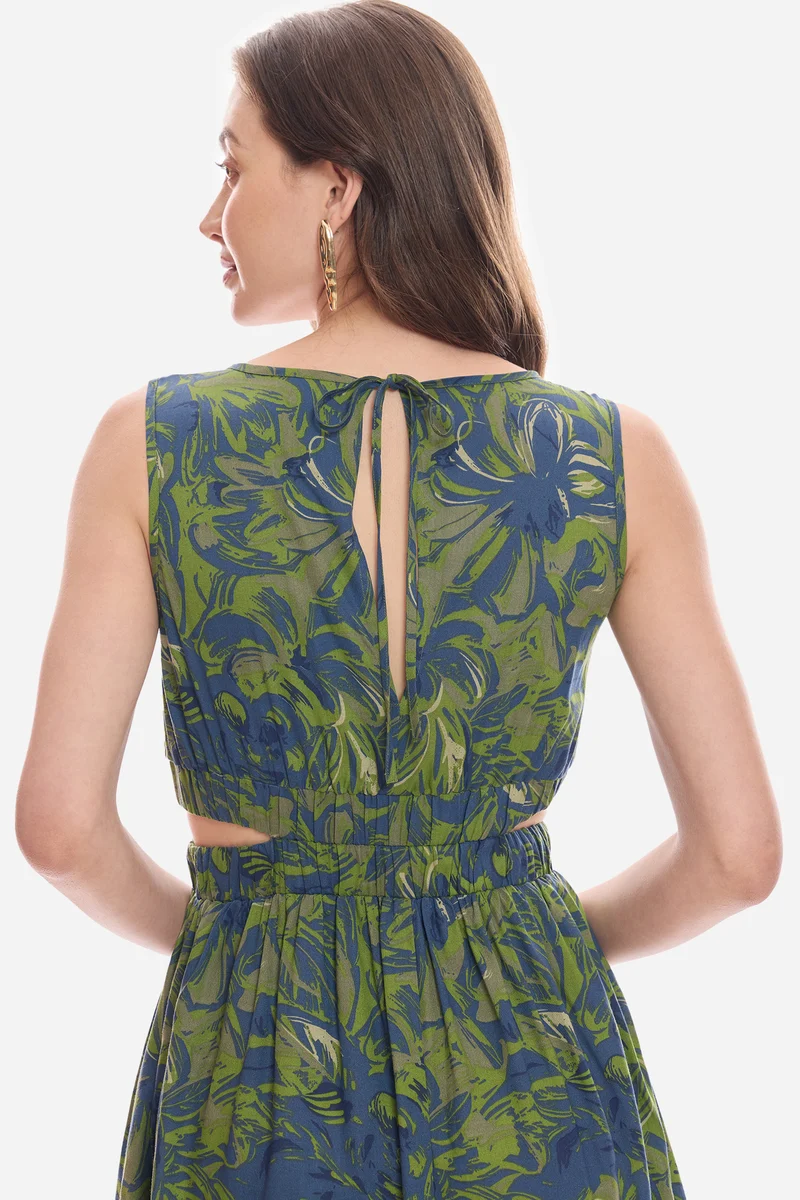 Munire|100% Cotton Waist Cut Out Midi Dress