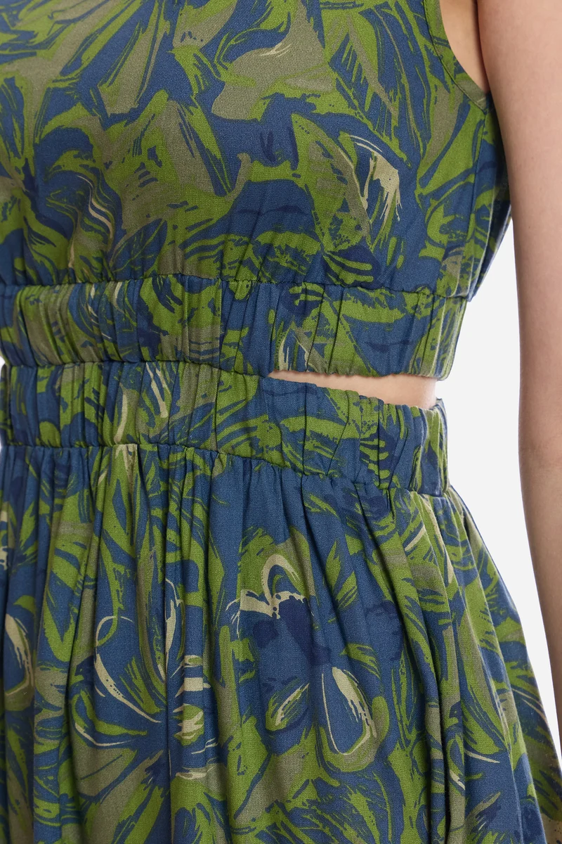 Munire|100% Cotton Waist Cut Out Midi Dress