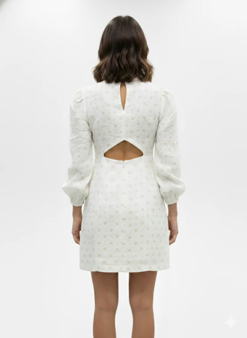 Luny|100% Viscose High Neck Mini Dress
