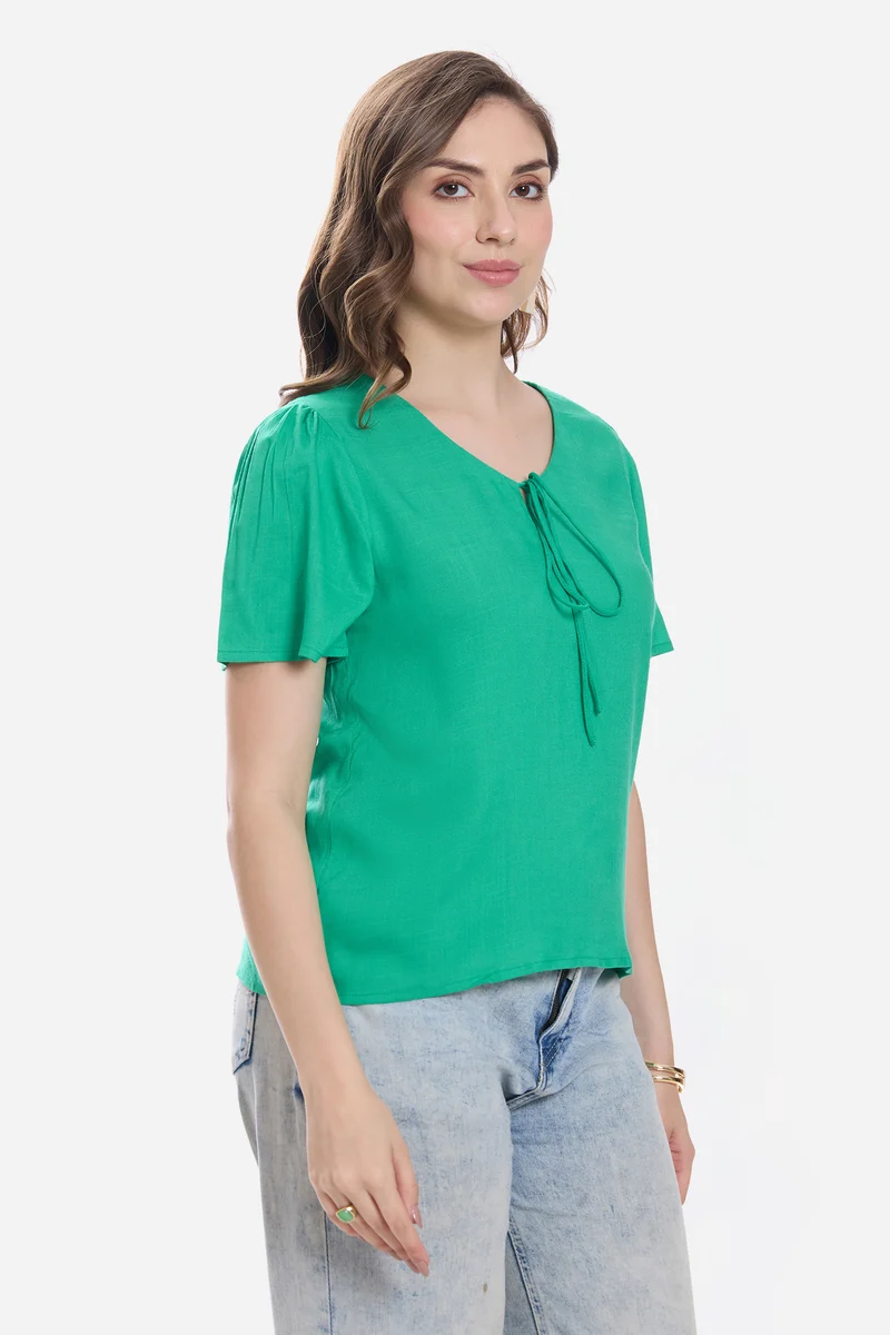 Lavie|100% Viscose Puff Sleeve Top
