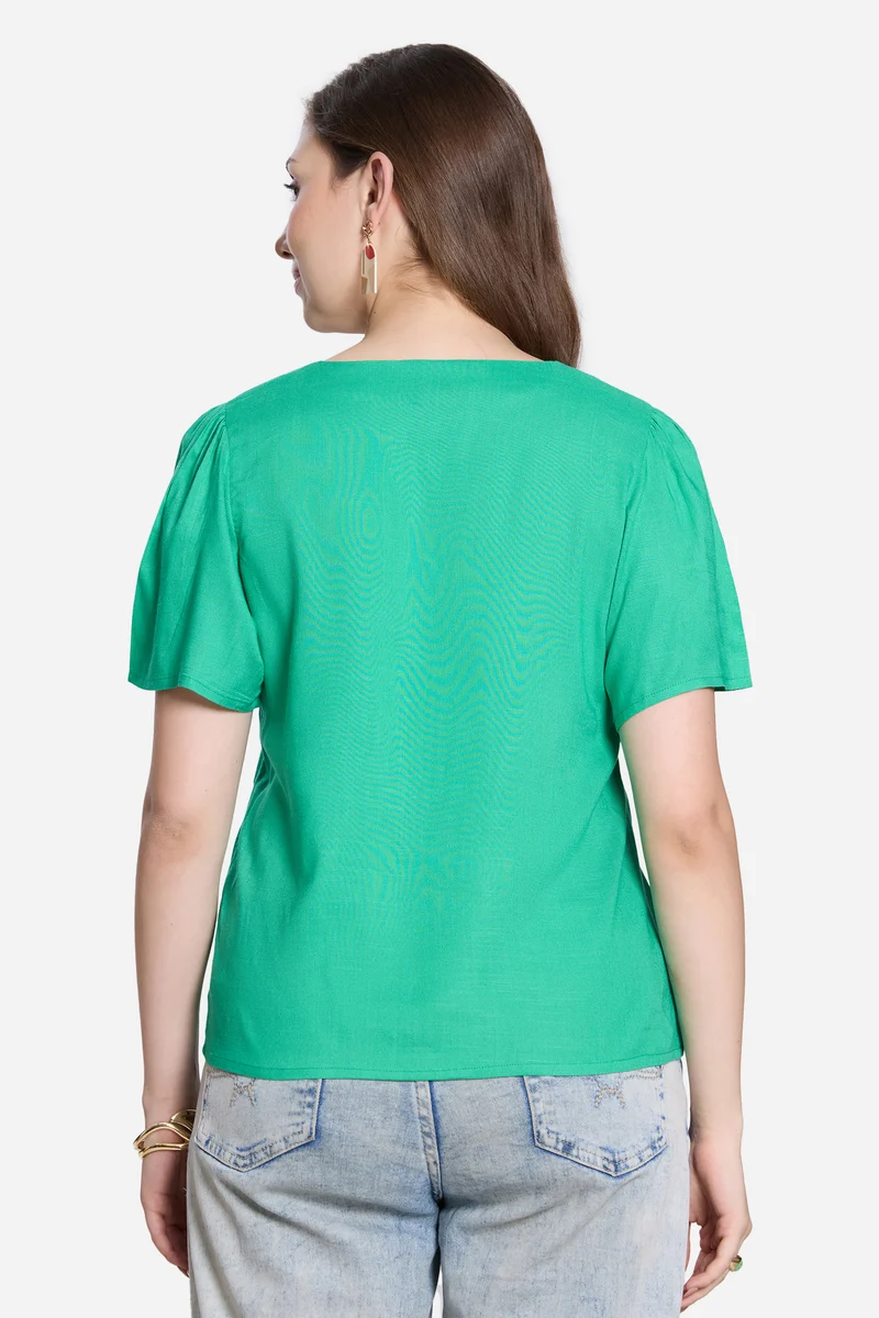 Lavie|100% Viscose Puff Sleeve Top