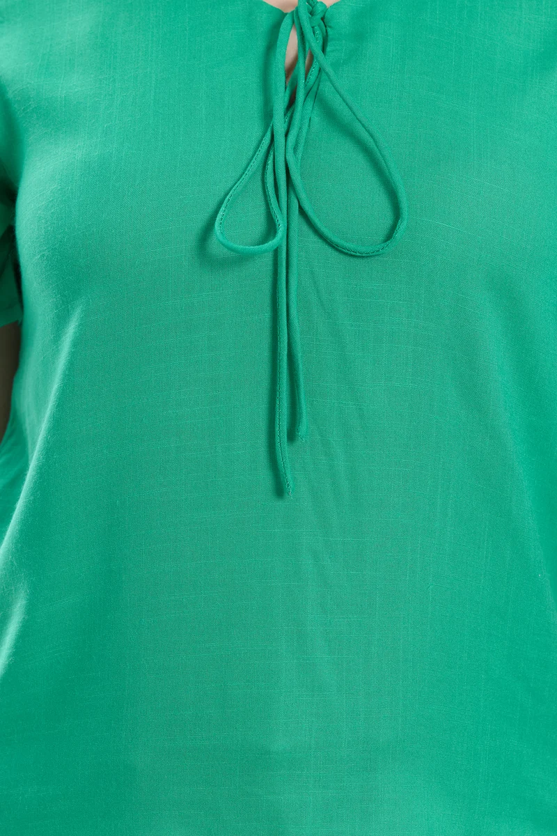 Lavie|100% Viscose Puff Sleeve Top