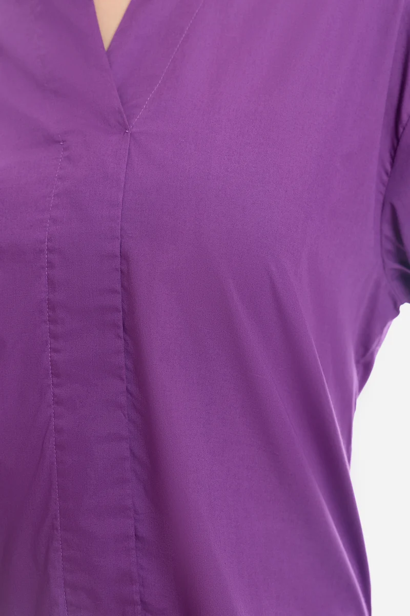 Enara|100% Cotton Boxy Mock Placket Tunic