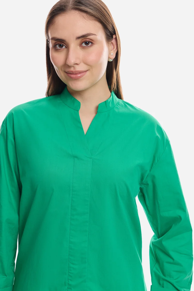 Enisa|100% Cotton Boxy Mock Placket Tunic