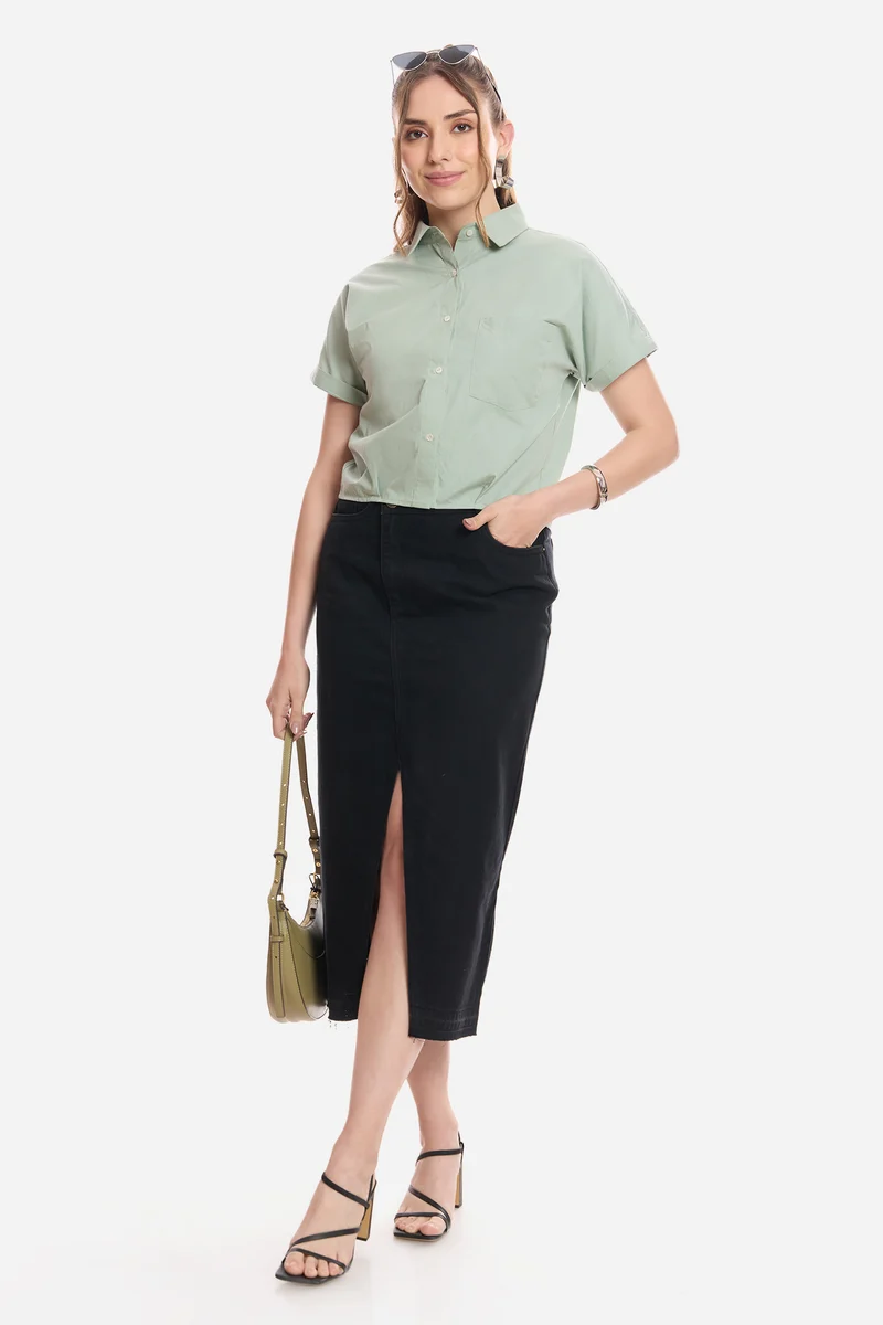 Jaela| 100% Cotton Striped Crop Shirt