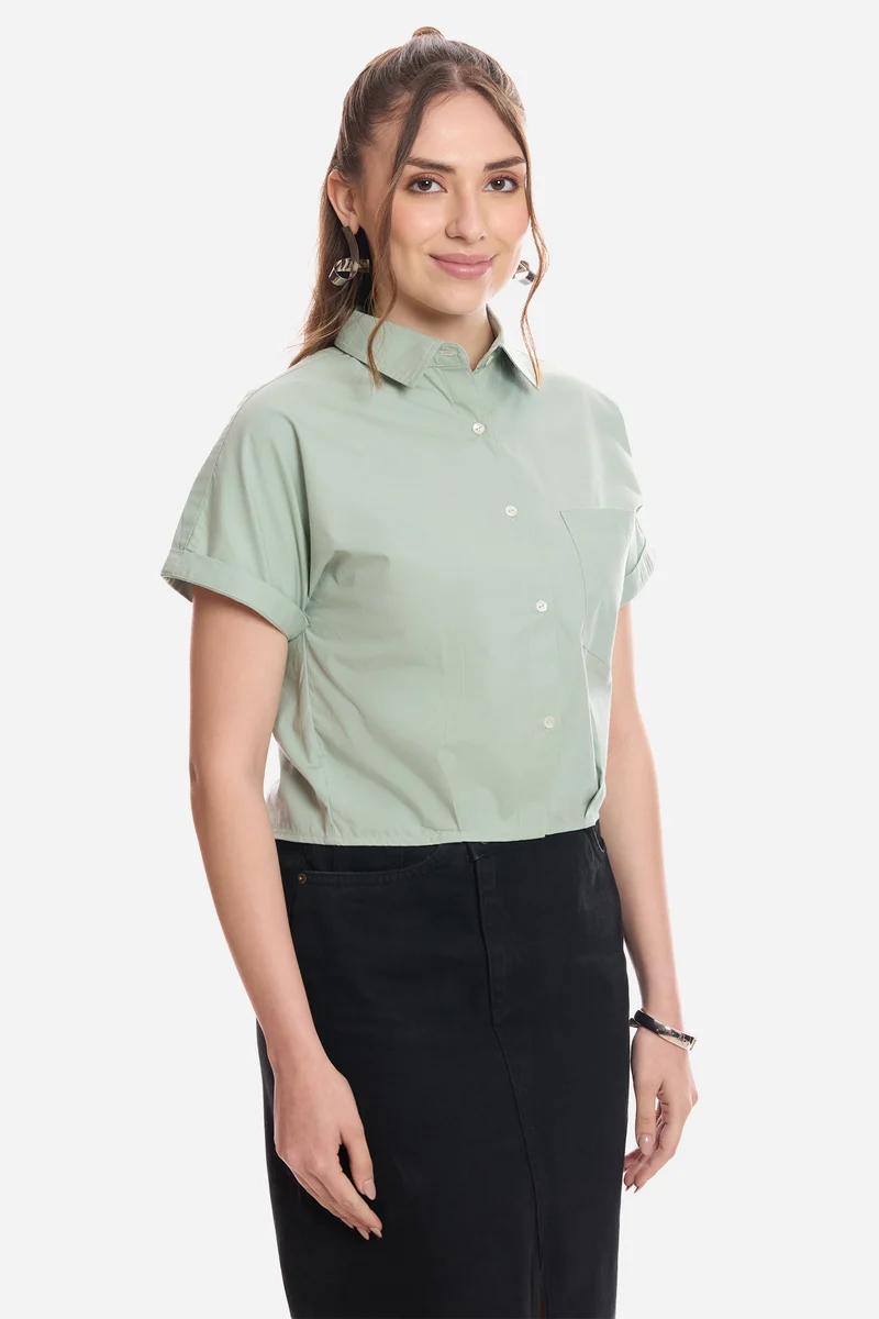 Jaela| 100% Cotton Striped Crop Shirt