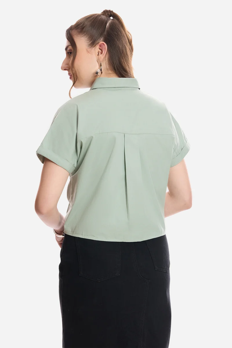 Jaela| 100% Cotton Striped Crop Shirt