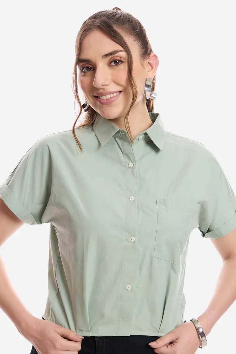 Jaela| 100% Cotton Striped Crop Shirt