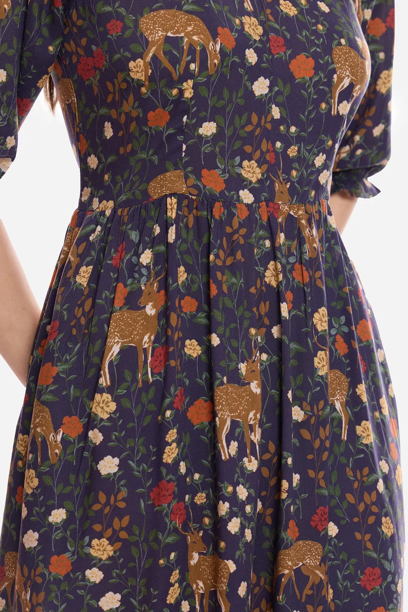 Islaa|100% Viscose Printed Midi Dress