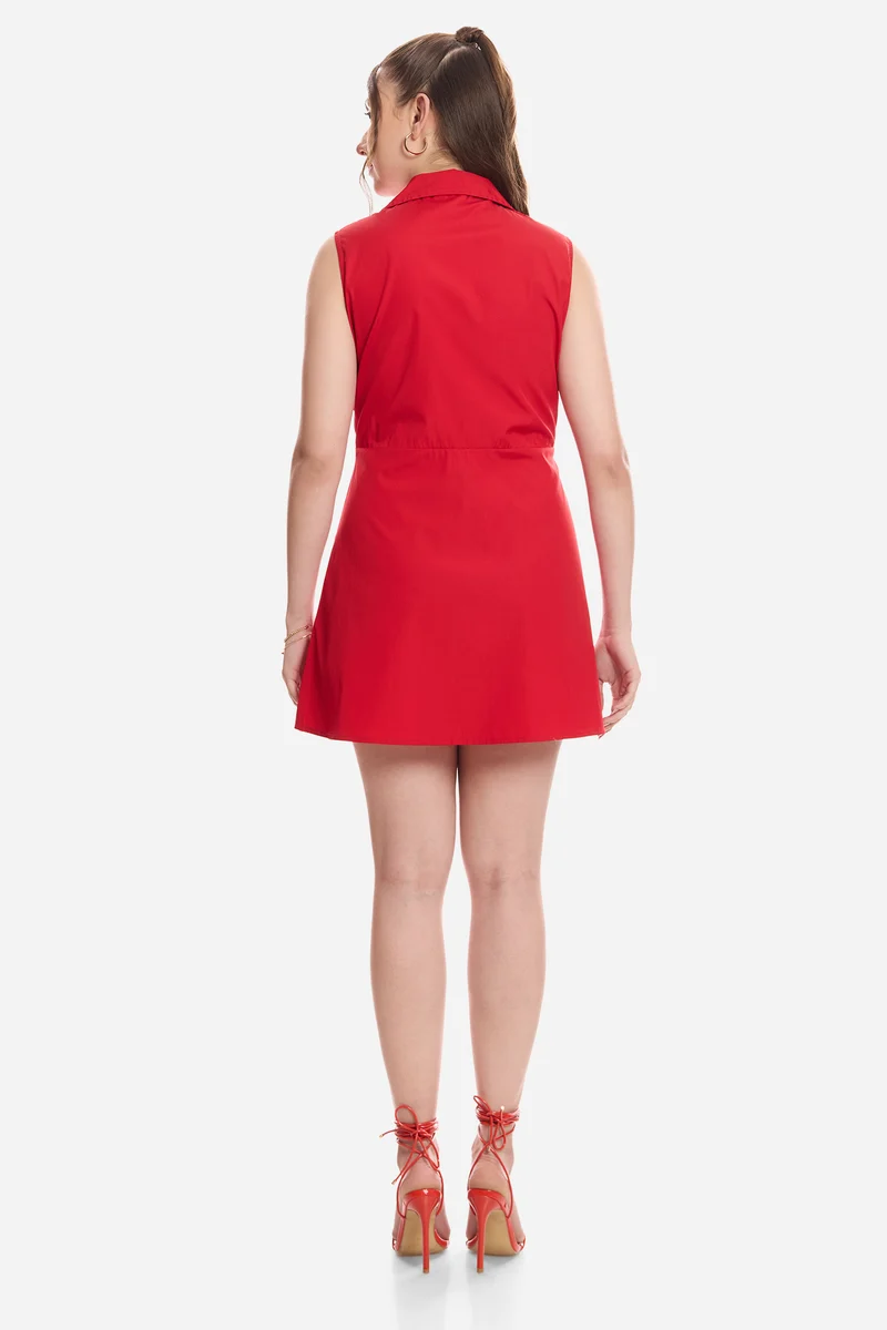 Jaleh|100% Cotton Mini Shirt Dress