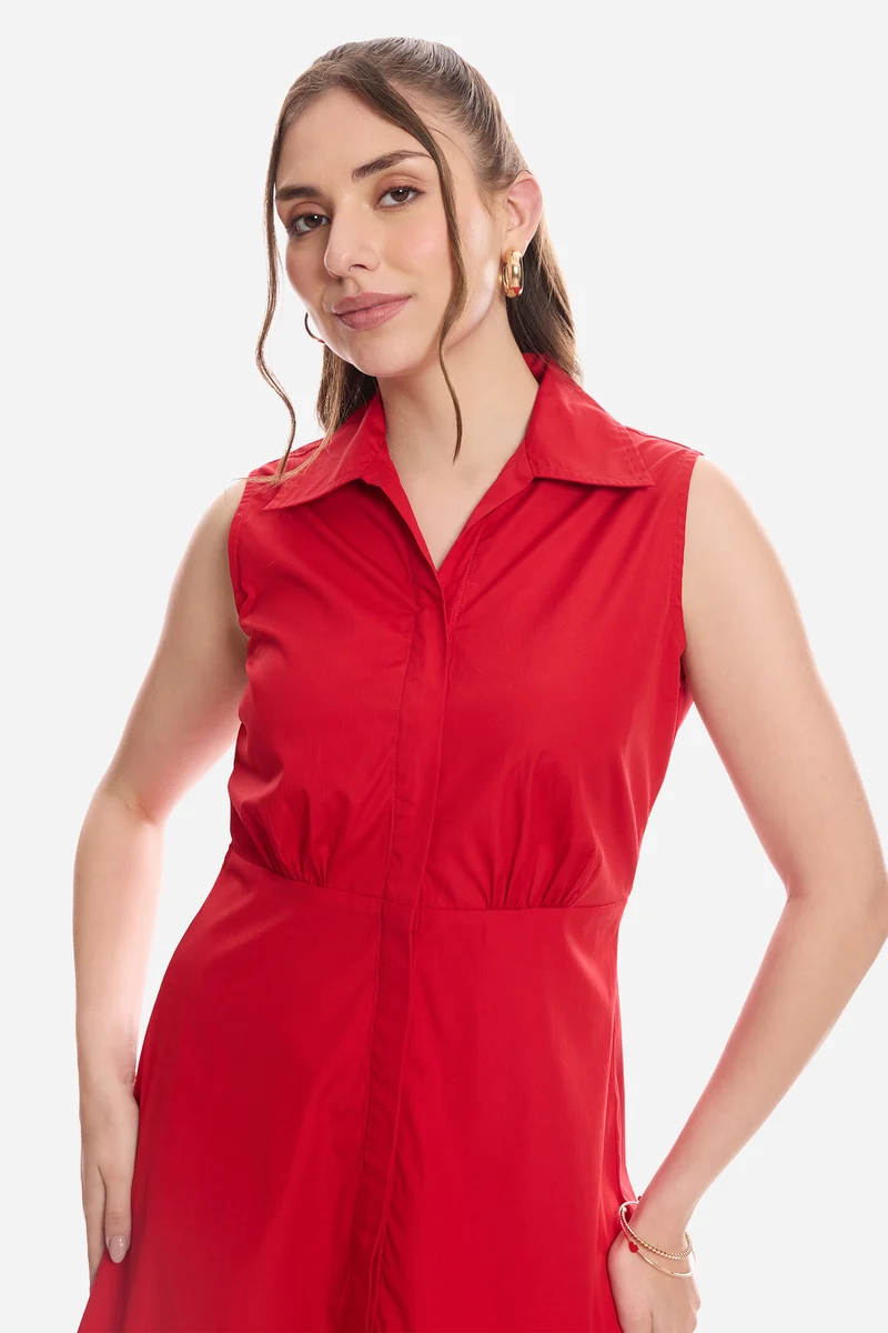 Jaleh|100% Cotton Mini Shirt Dress