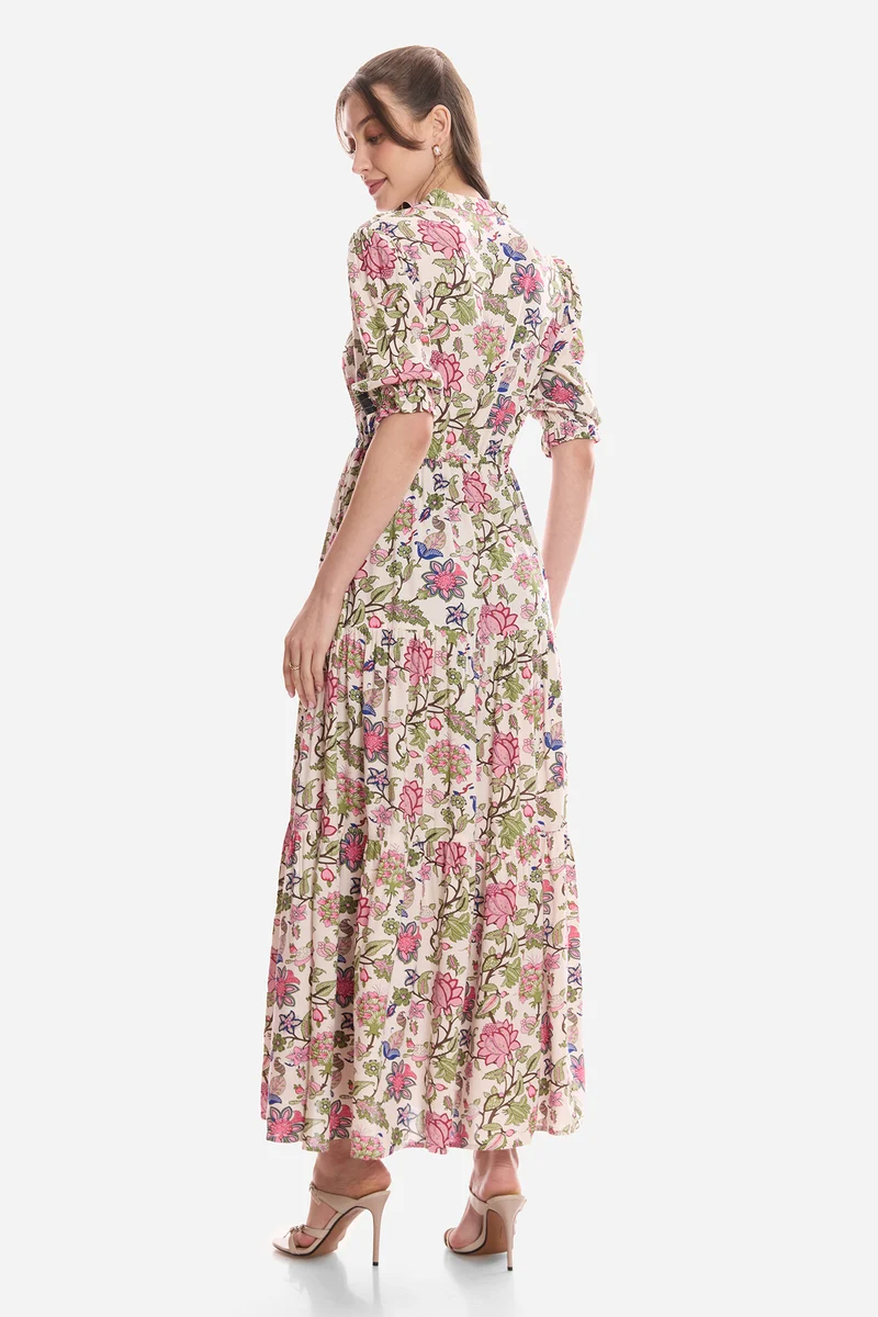 Itzel|100% Viscose Printed Maxi Dress