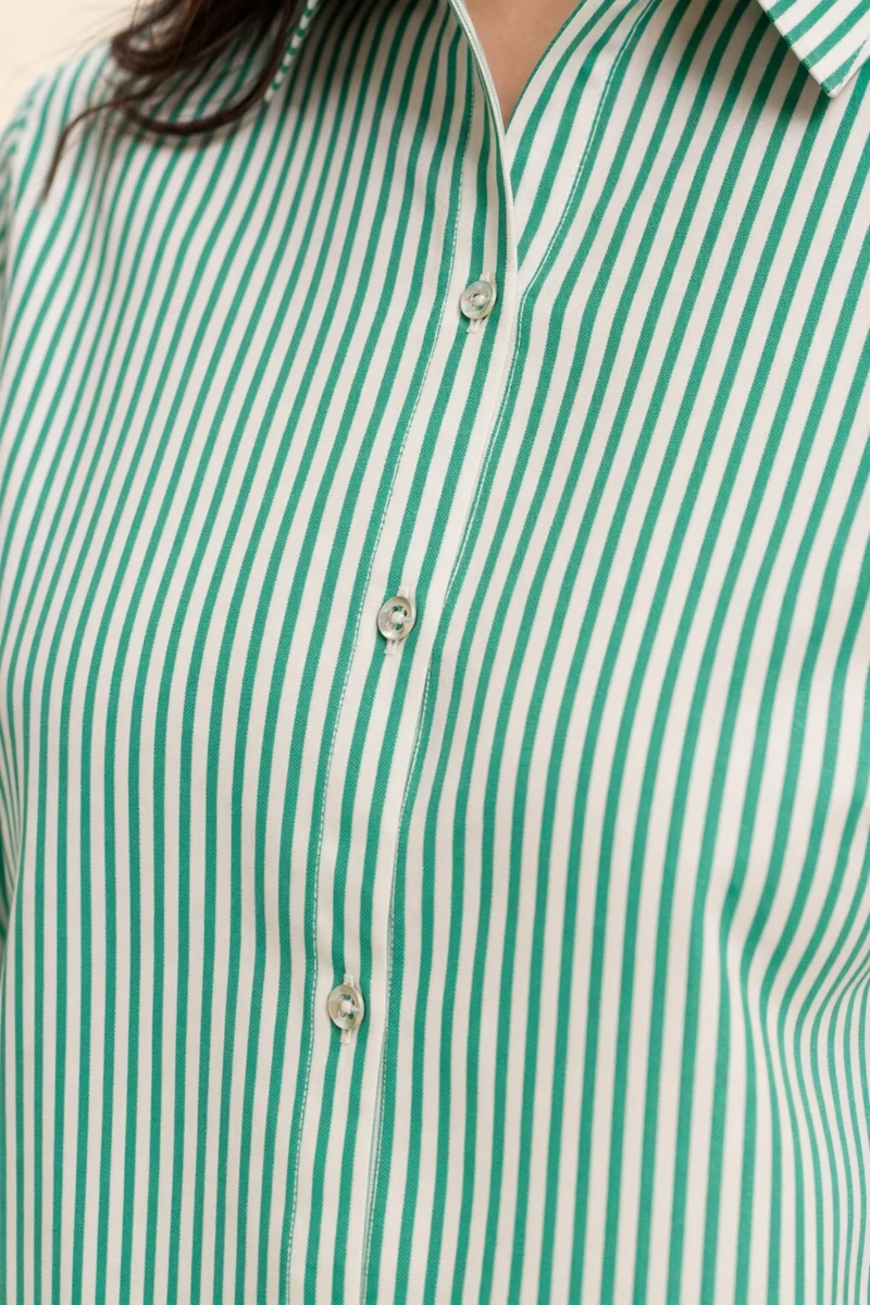 Ivori|100% Cotton Striped Slim Fit Shirt