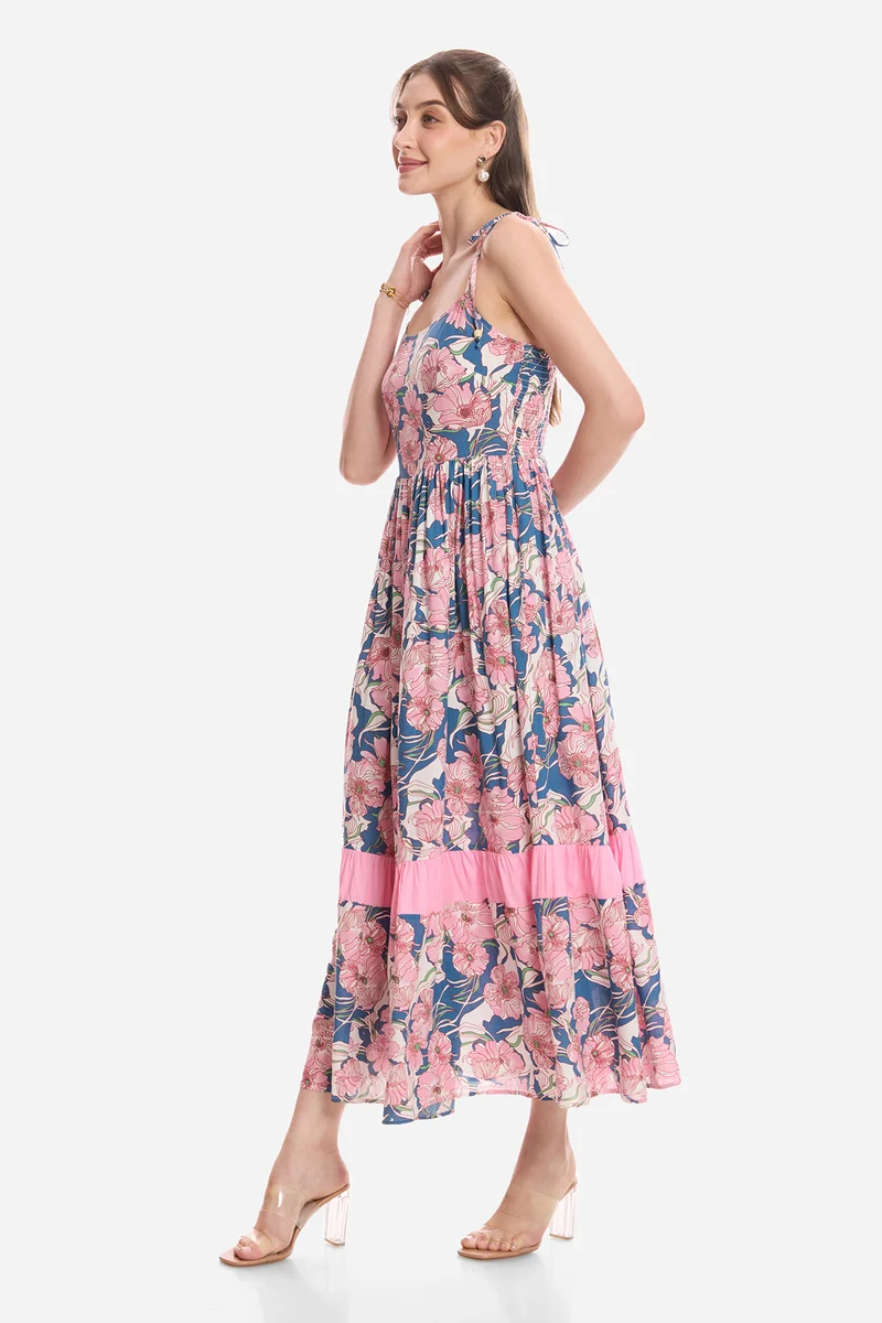 Hilal|100% Viscose Tiered Maxi Dress
