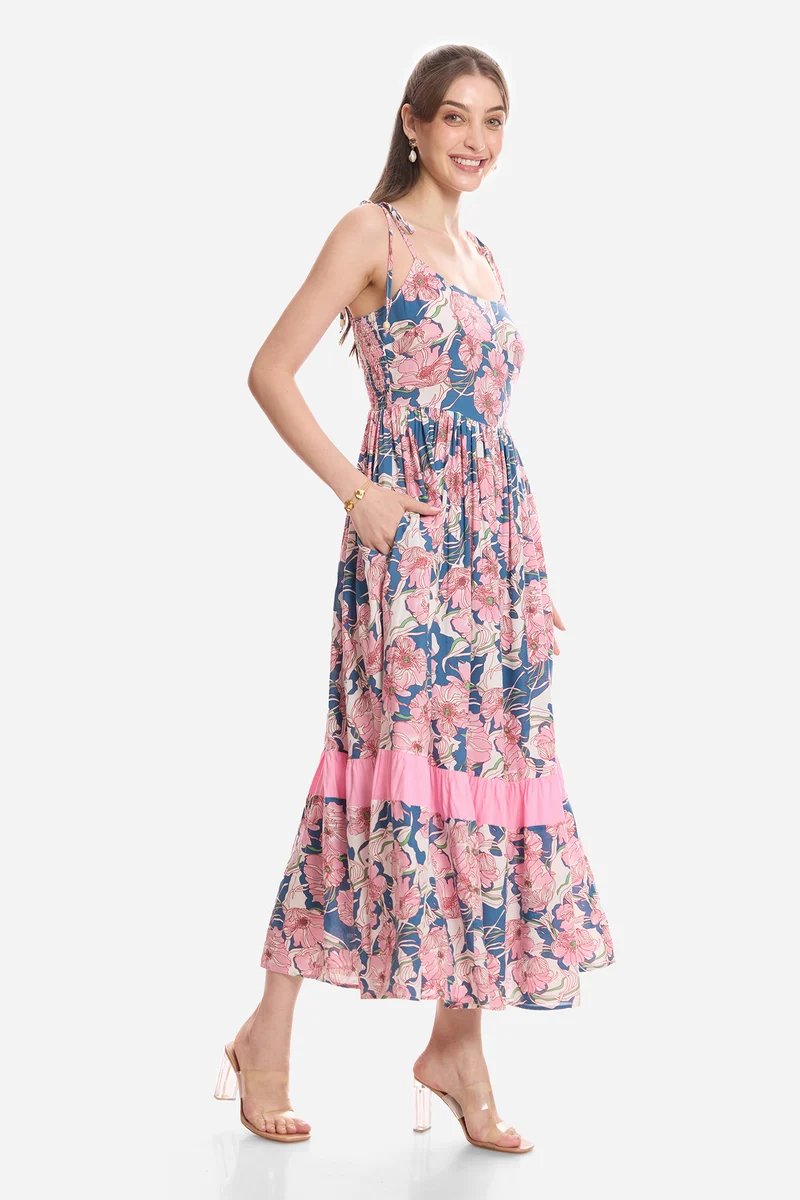 Hilal|100% Viscose Tiered Maxi Dress