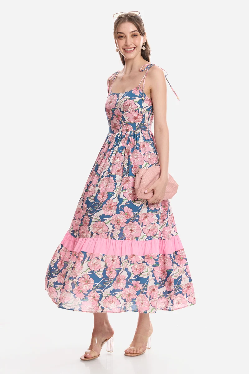 Hilal|100% Viscose Tiered Maxi Dress