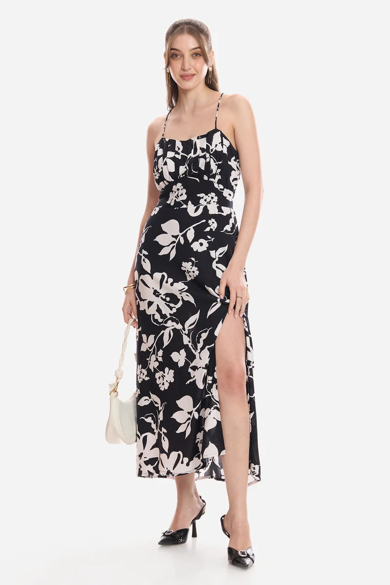 Ivi|100% Viscose Printed Strappy Dress