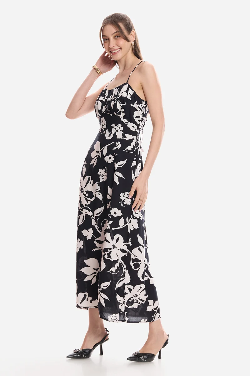 Ivi|100% Viscose Printed Strappy Dress