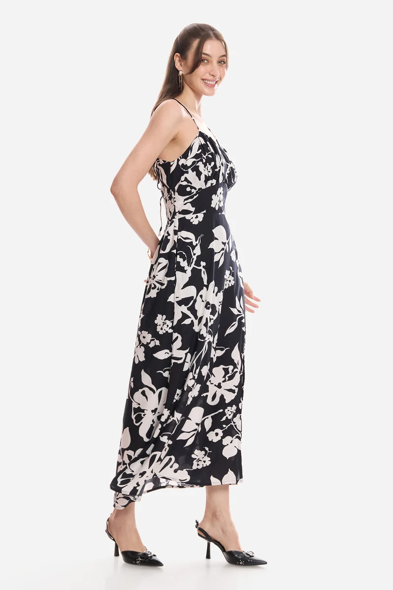 Ivi|100% Viscose Printed Strappy Dress