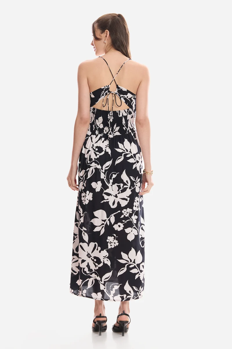 Ivi|100% Viscose Printed Strappy Dress