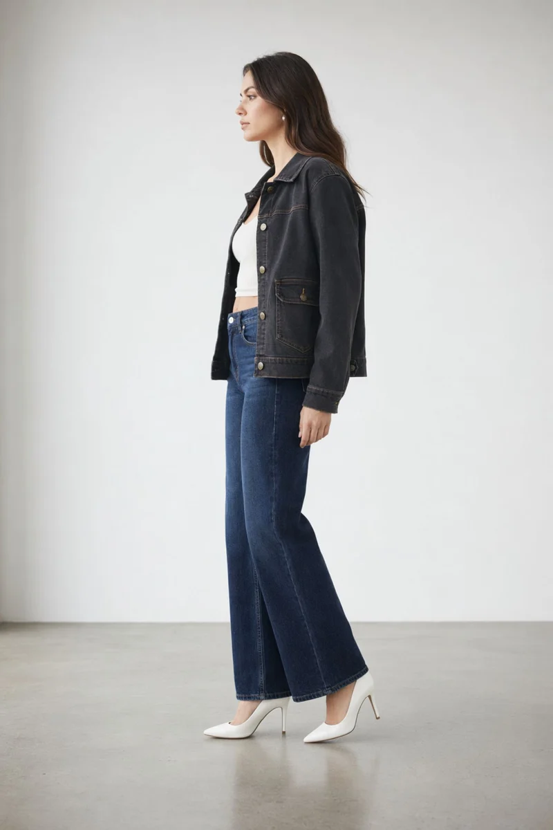 Eleya|100% Cotton Denim Trucker Jacket