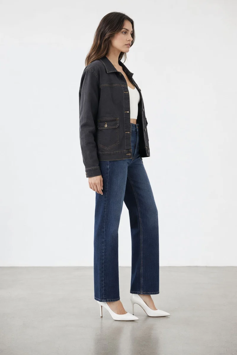 Eleya|100% Cotton Denim Trucker Jacket
