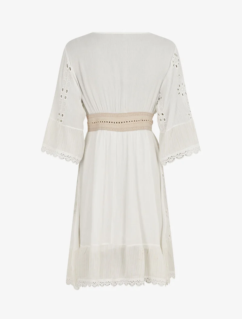 Robe bohème à dentelle fleurie - Blanc