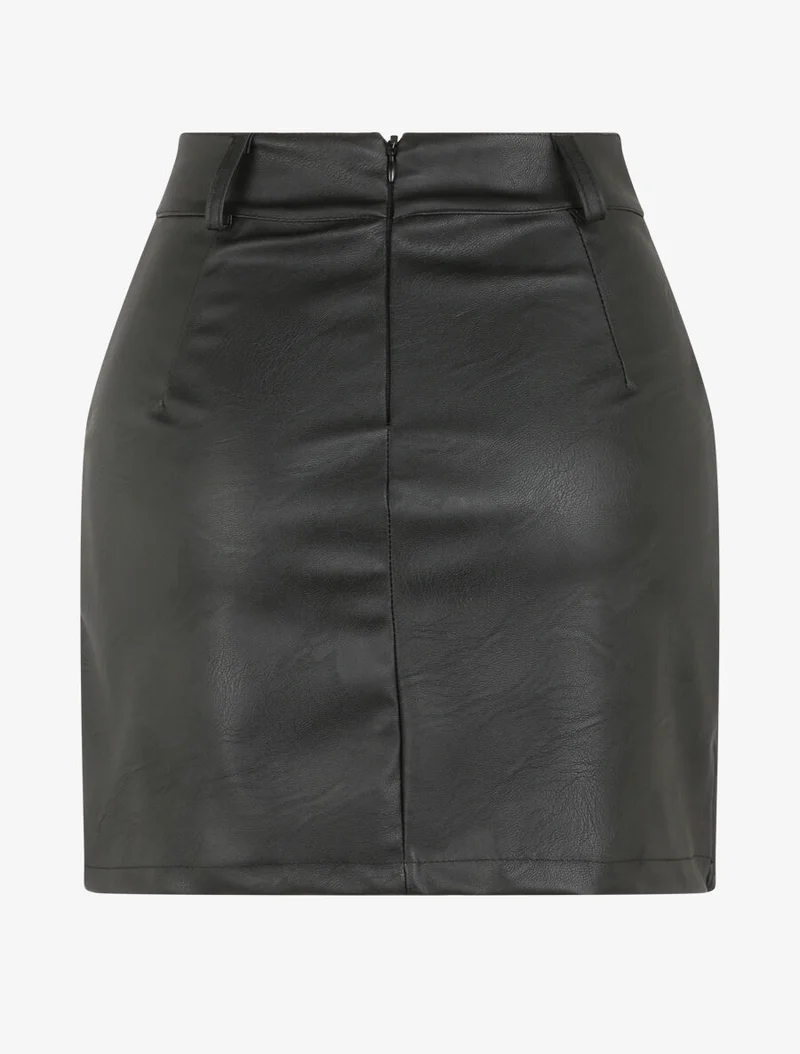 Jupe portefeuille en simili - Noir