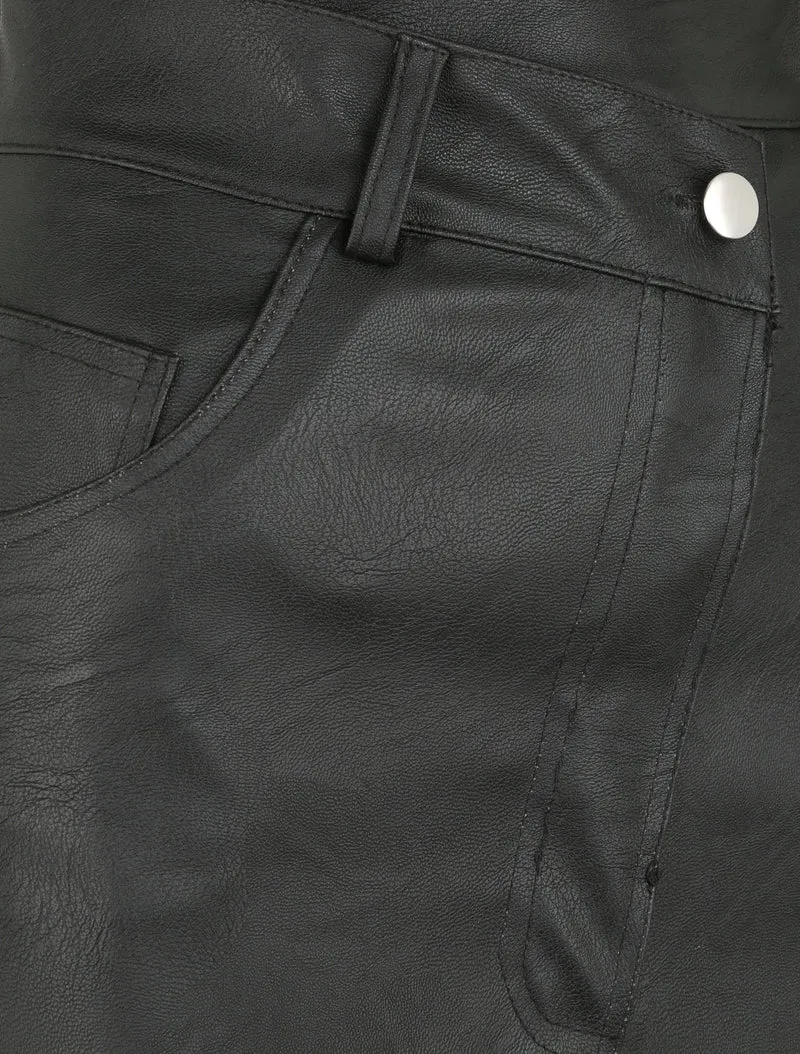 Jupe portefeuille en simili - Noir