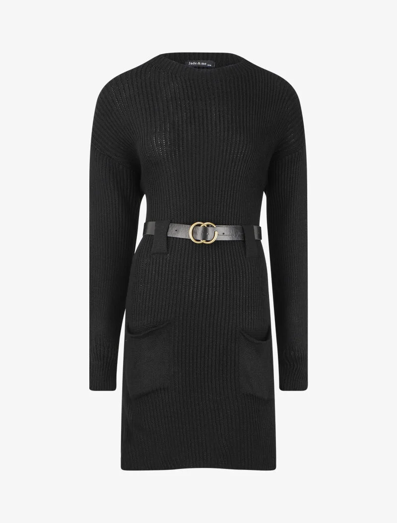 Robe pull à col montant - Noir