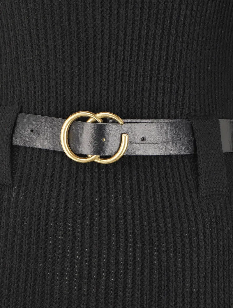 Robe pull à col montant - Noir