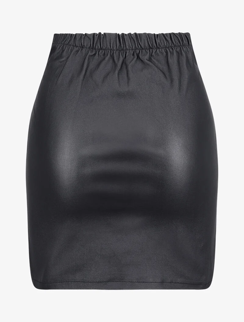 Mini-jupe en simili à lacets - Noir