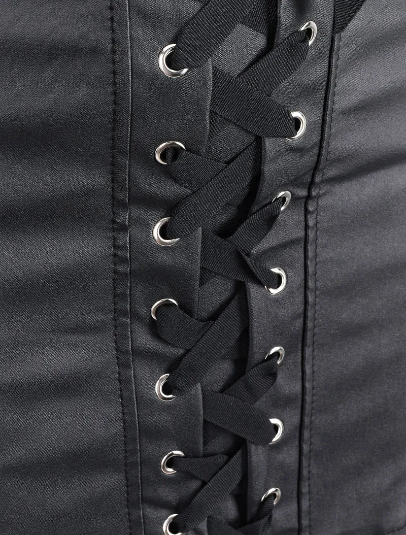 Mini-jupe en simili à lacets - Noir