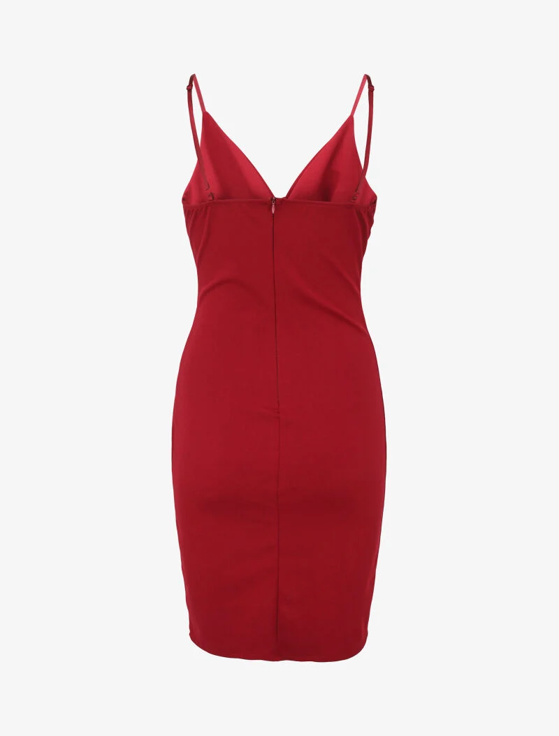 Robe cache-coeur asymétrique à fines bretelles - Bordeaux