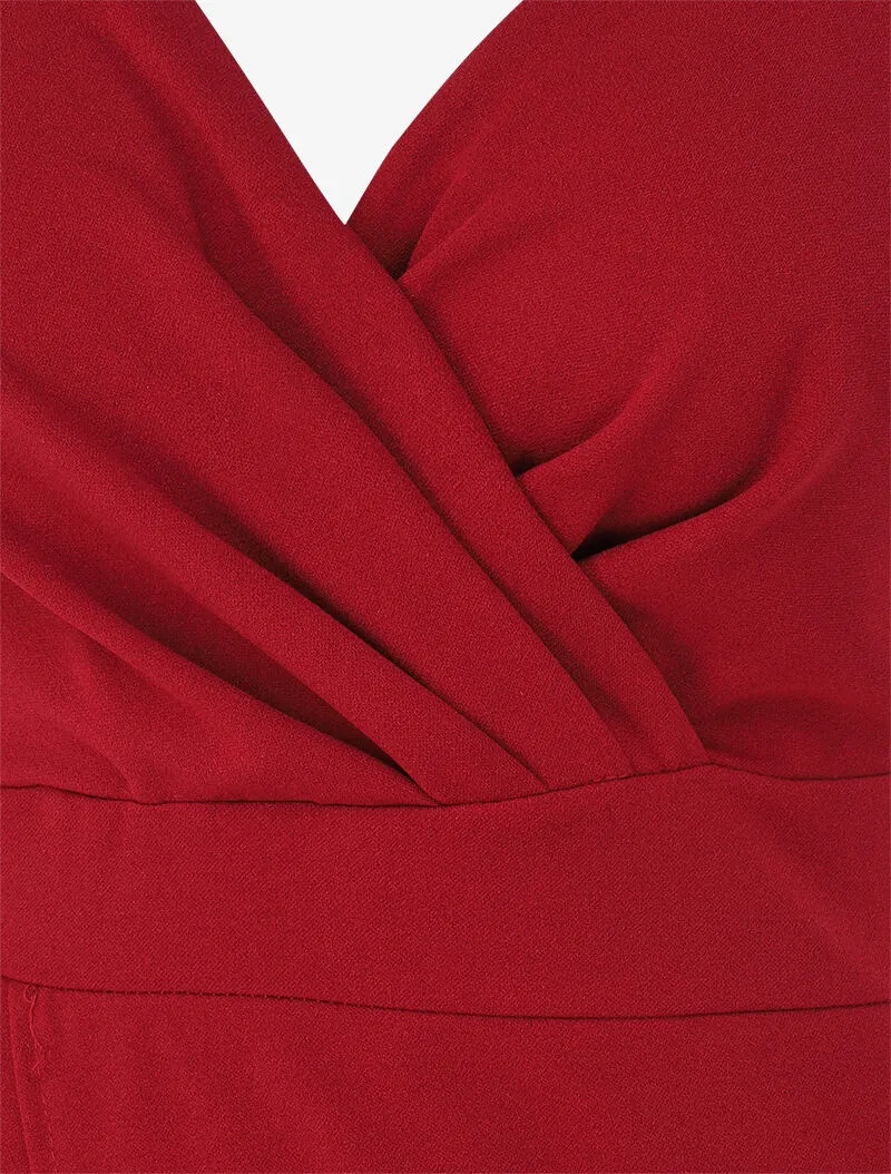 Robe cache-coeur asymétrique à fines bretelles - Bordeaux