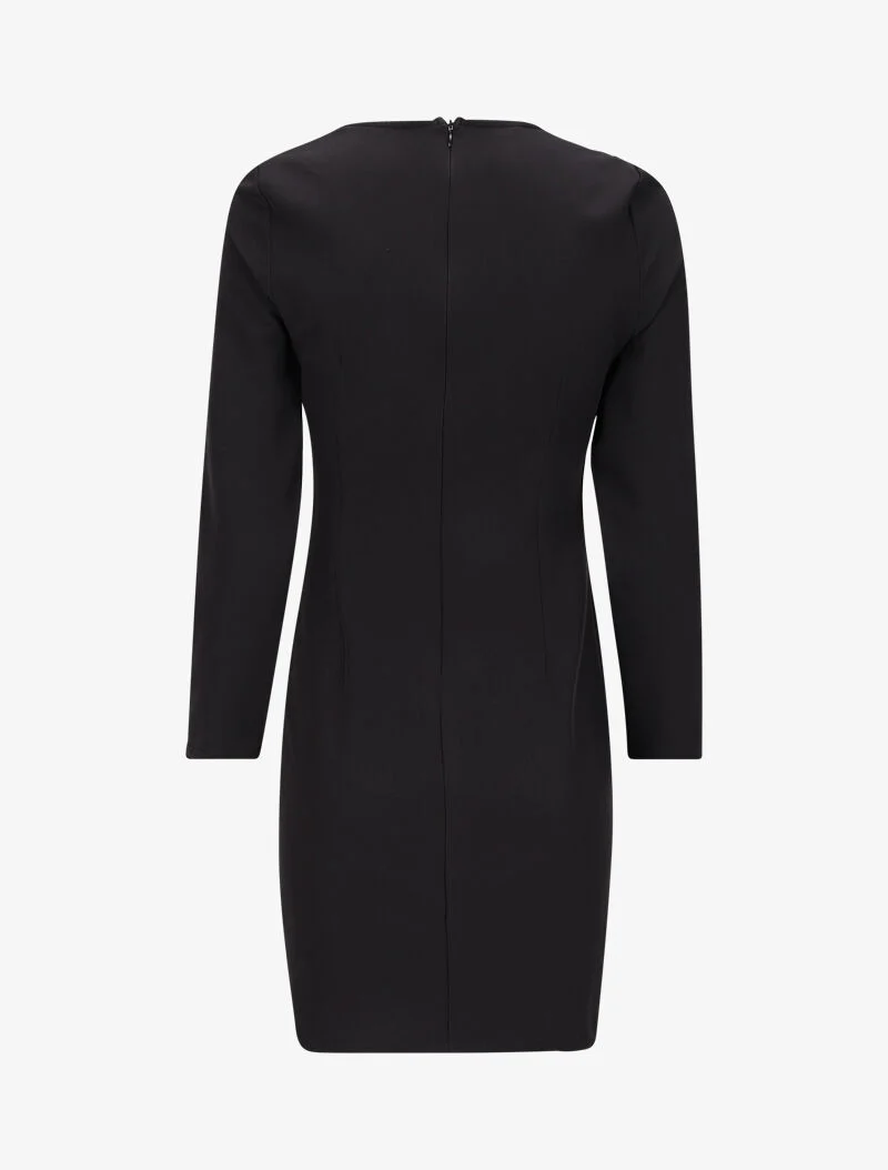 Robe ajustée à col fendu et détail chaîne - Noir
