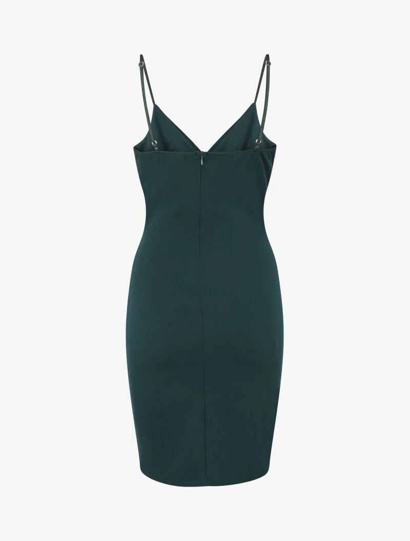Robe cache-coeur asymétrique à fines bretelles - Vert foncé
