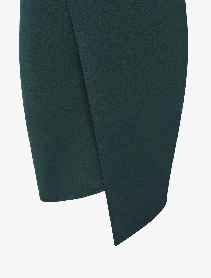 Robe cache-coeur asymétrique à fines bretelles - Vert foncé