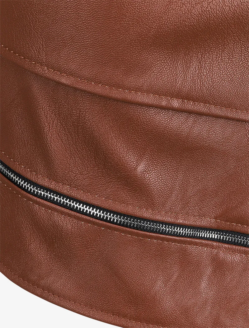 Jupe croisée à bord zippé - Marron
