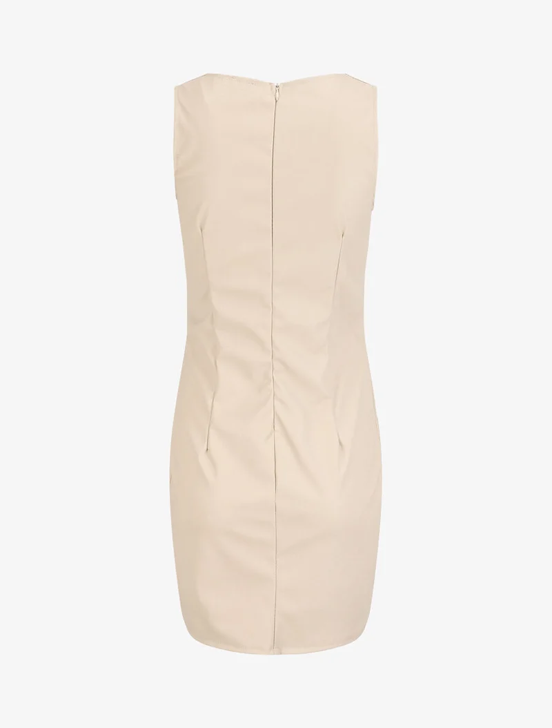 Robe en simili à chaîne à maillons stylisés - Beige