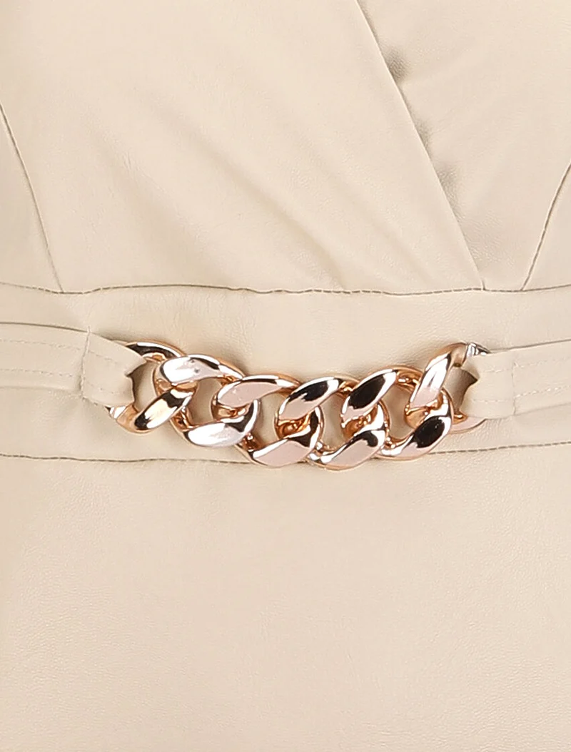 Robe en simili à chaîne à maillons stylisés - Beige