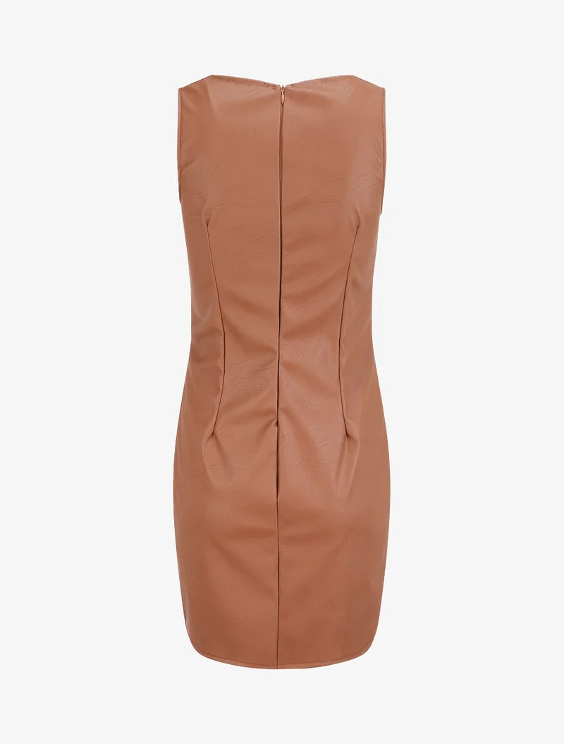 Robe en simili à chaîne à maillons stylisés - Camel