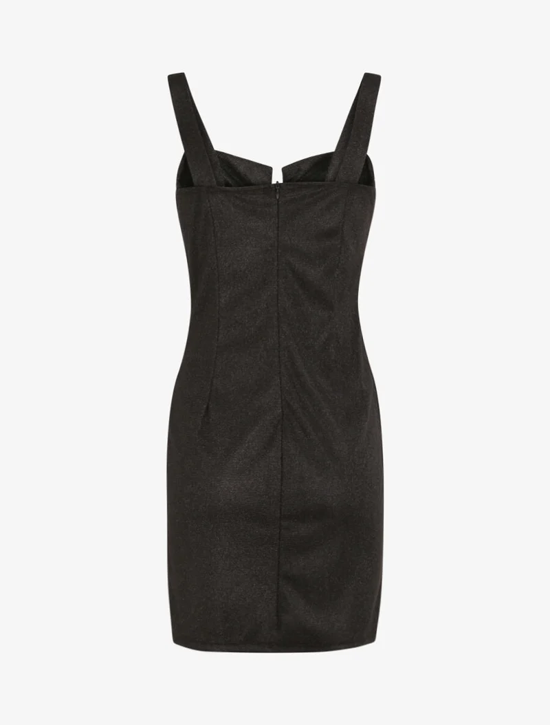 Robe fourreau pailletée à col bustier - Noir