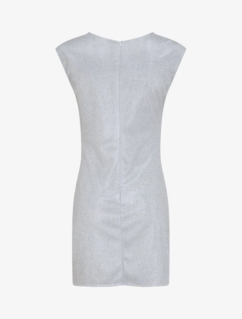 Robe pailletée à col asymétrique et détail drapé - Gris clair