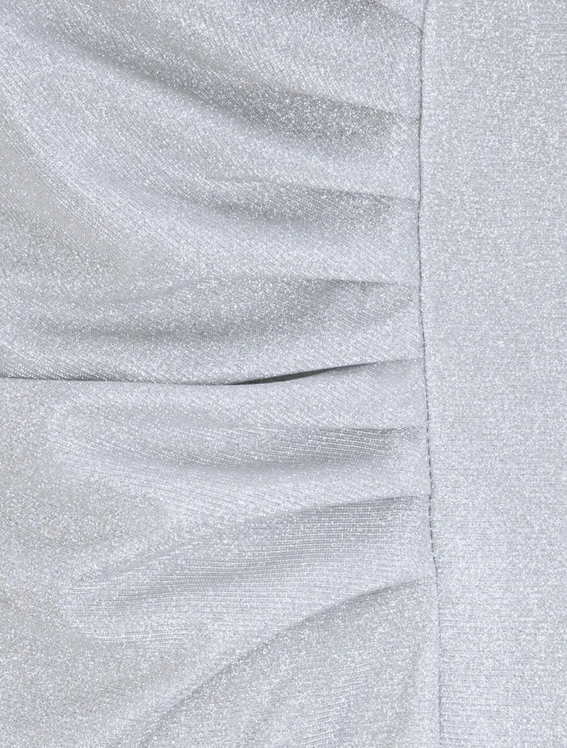 Robe pailletée à col asymétrique et détail drapé - Gris clair
