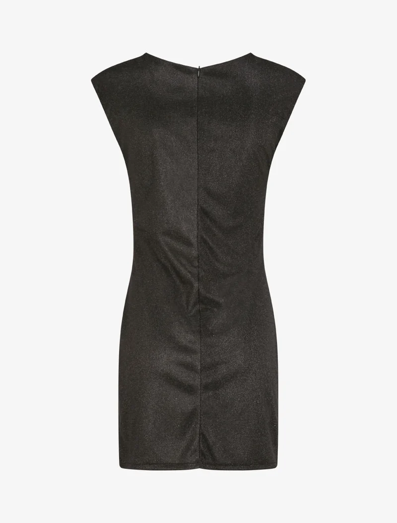 Robe pailletée à col asymétrique et détail drapé - Noir