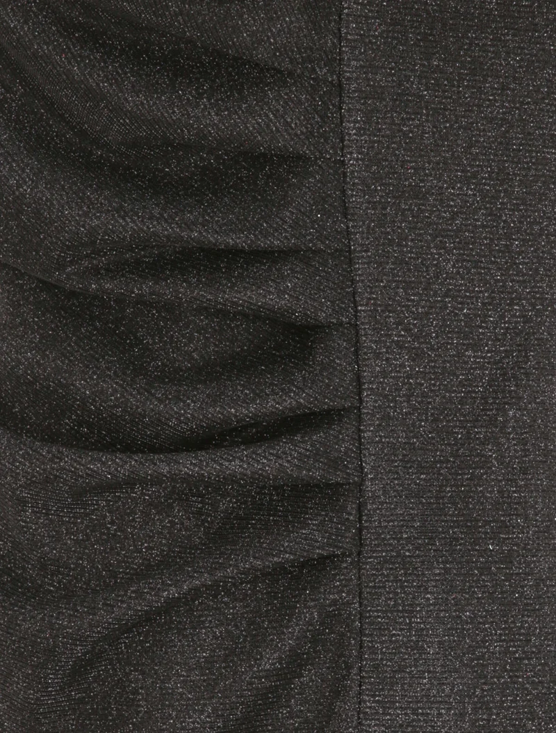 Robe pailletée à col asymétrique et détail drapé - Noir