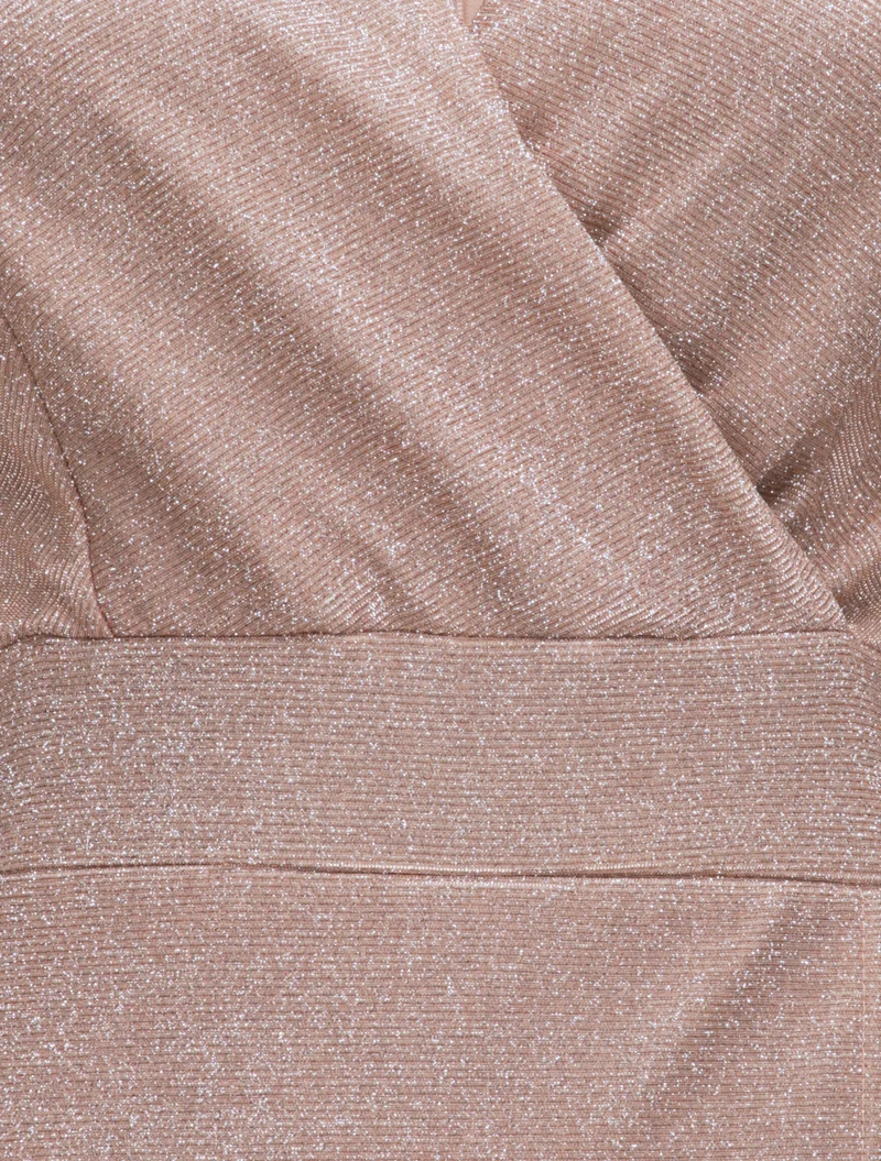 Robe longue empire à paillettes - Rose poudré