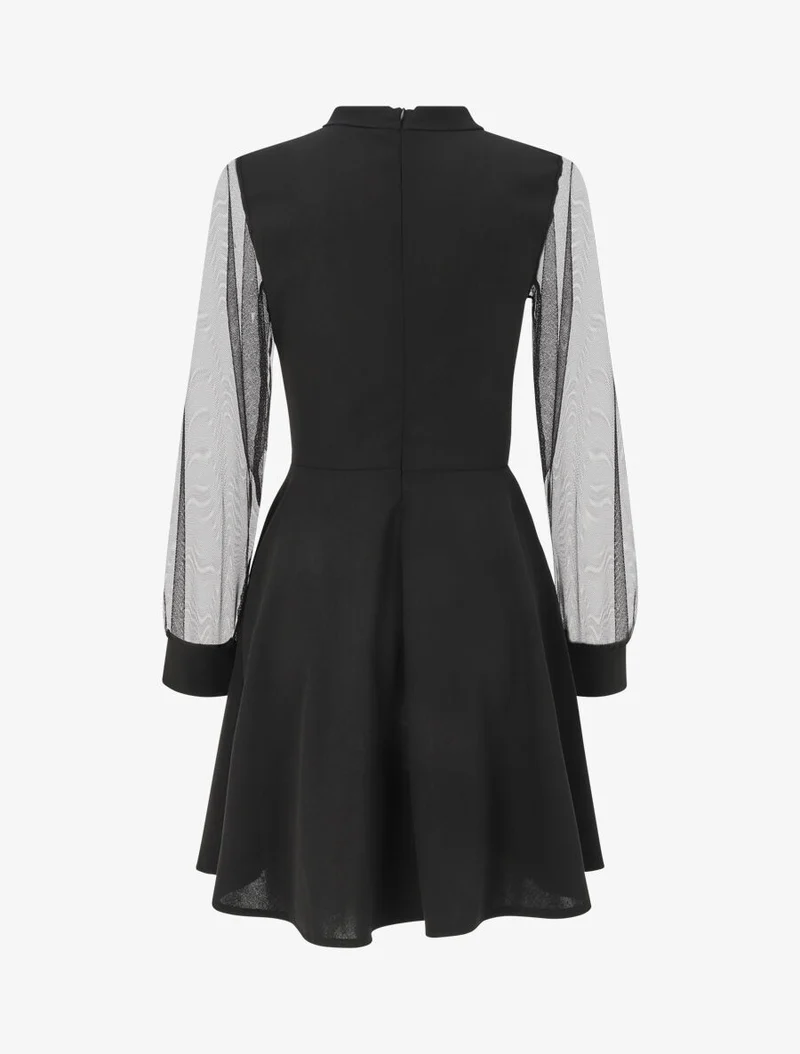 Robe patineuse à buste en sequins - Noir/argent